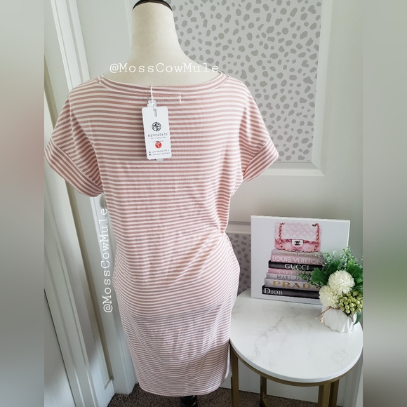 Pink and White Striped Tie Dress - Picture 2 of 6